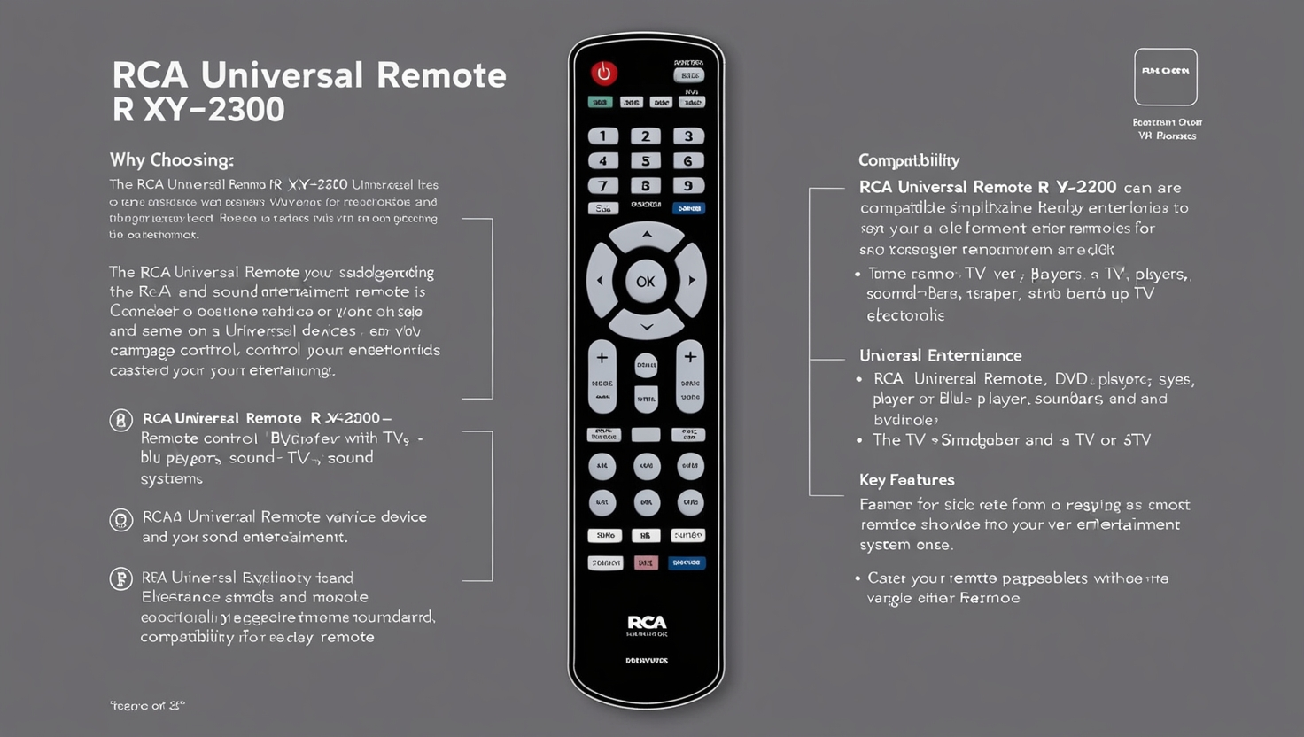 RCA Universal Remote R XY-2300