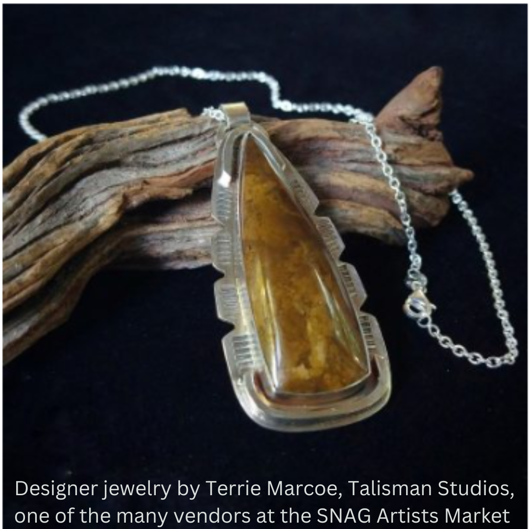 Designer jewelry by Terrie Marcoe, Talisman Studios, one of the many vendors at the SNAG Artists Market.