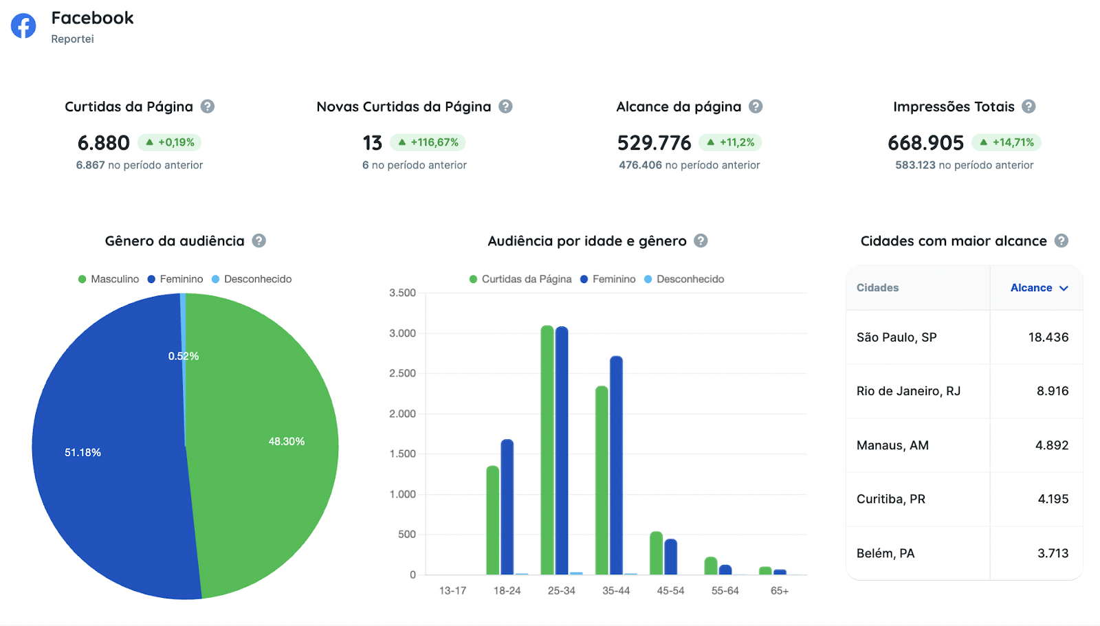 Relatório para negócio local Facebook