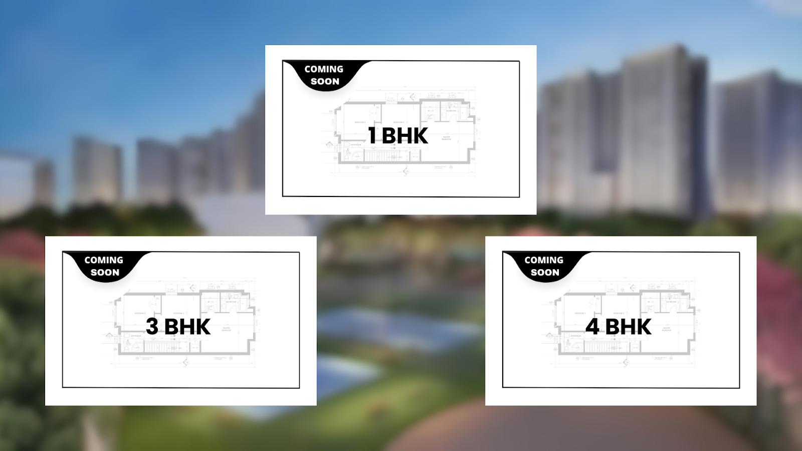 Brigade Sanctuary Floor plan and configuration of 1, 3 and 4 BHK apartments.
