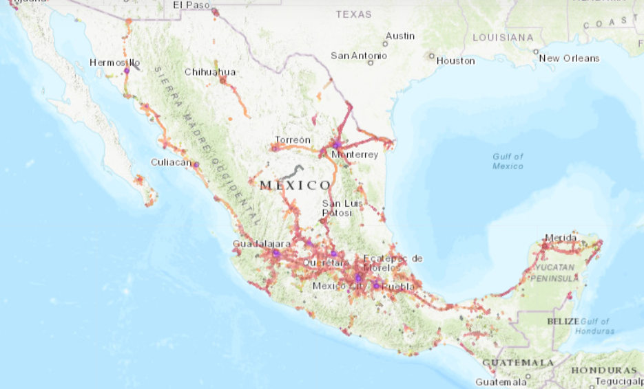 Copertura della carta SIM Messico: Cancun, Playa del Carmen, Città del Messico
