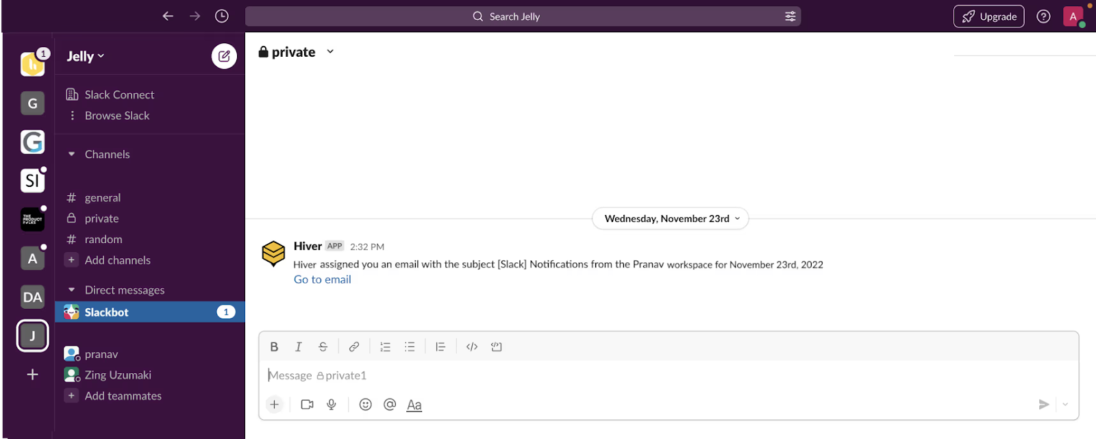 Hiver-Slack integration