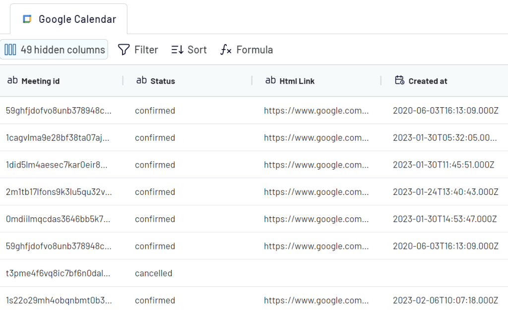 configuración del panel de control de google calendar