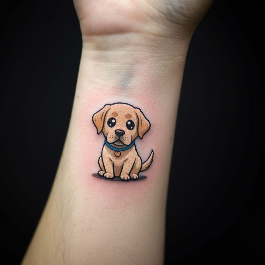 Cartoon-Style Labrador Tattoo