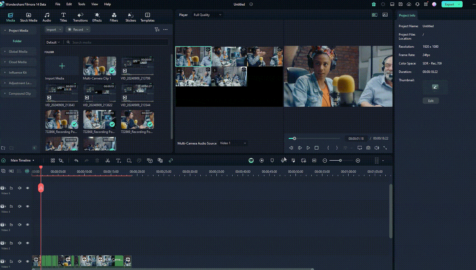 edit the multi-camera clips