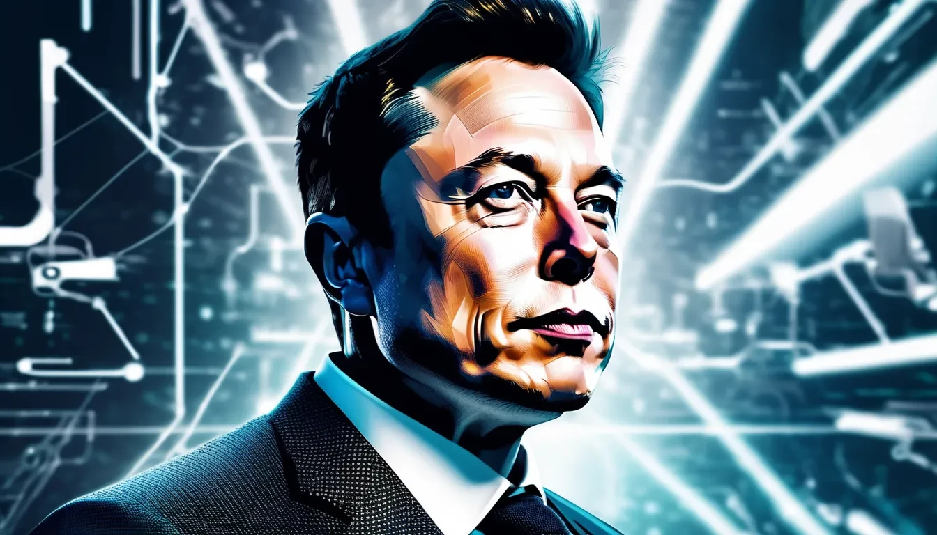 Elon Musk portrait symbolizing innovation and technology.