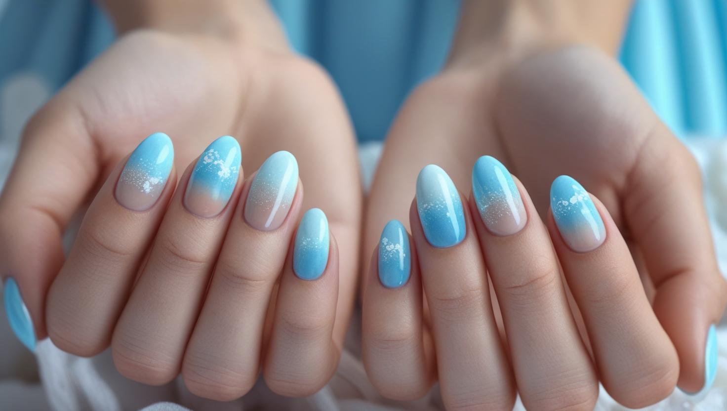 Pastel blues beach nail