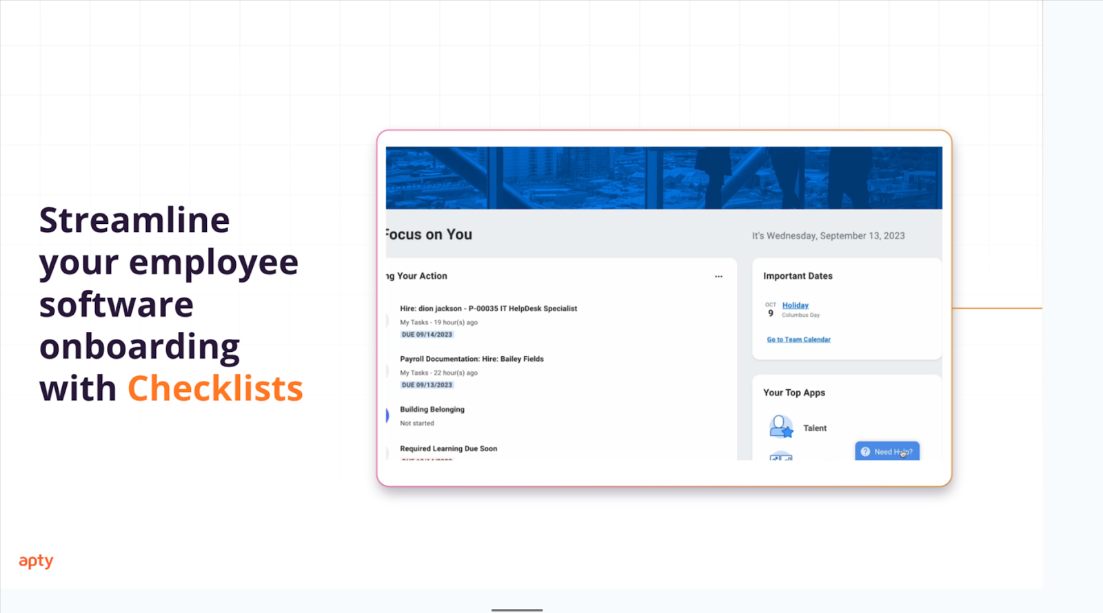 Image showcasing a checklist tool to streamline employee software onboarding