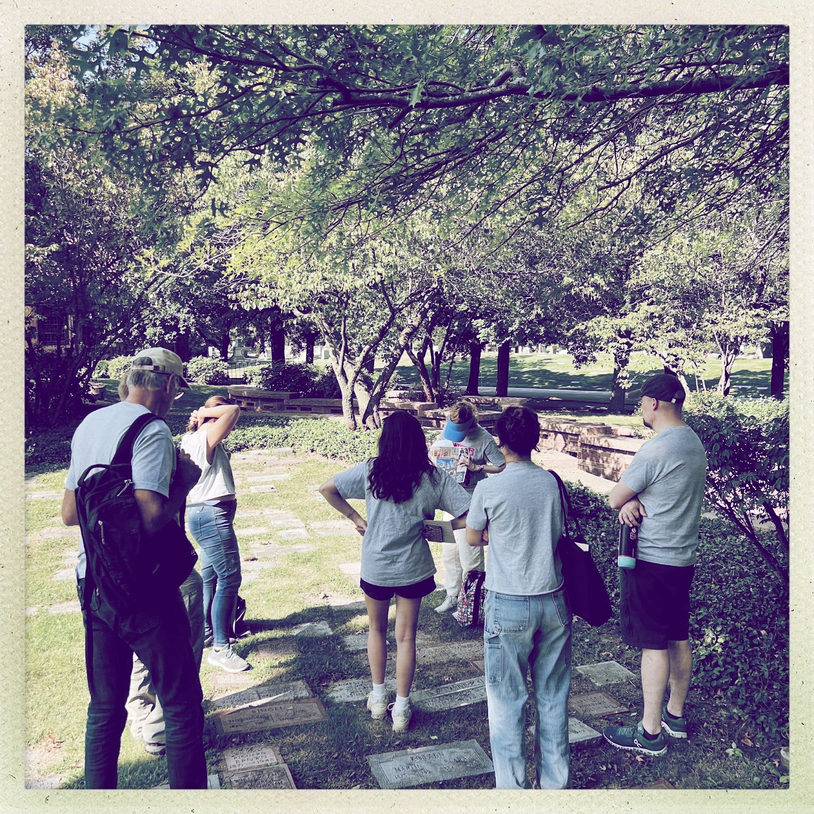 Graceland cemetery  team standing outside