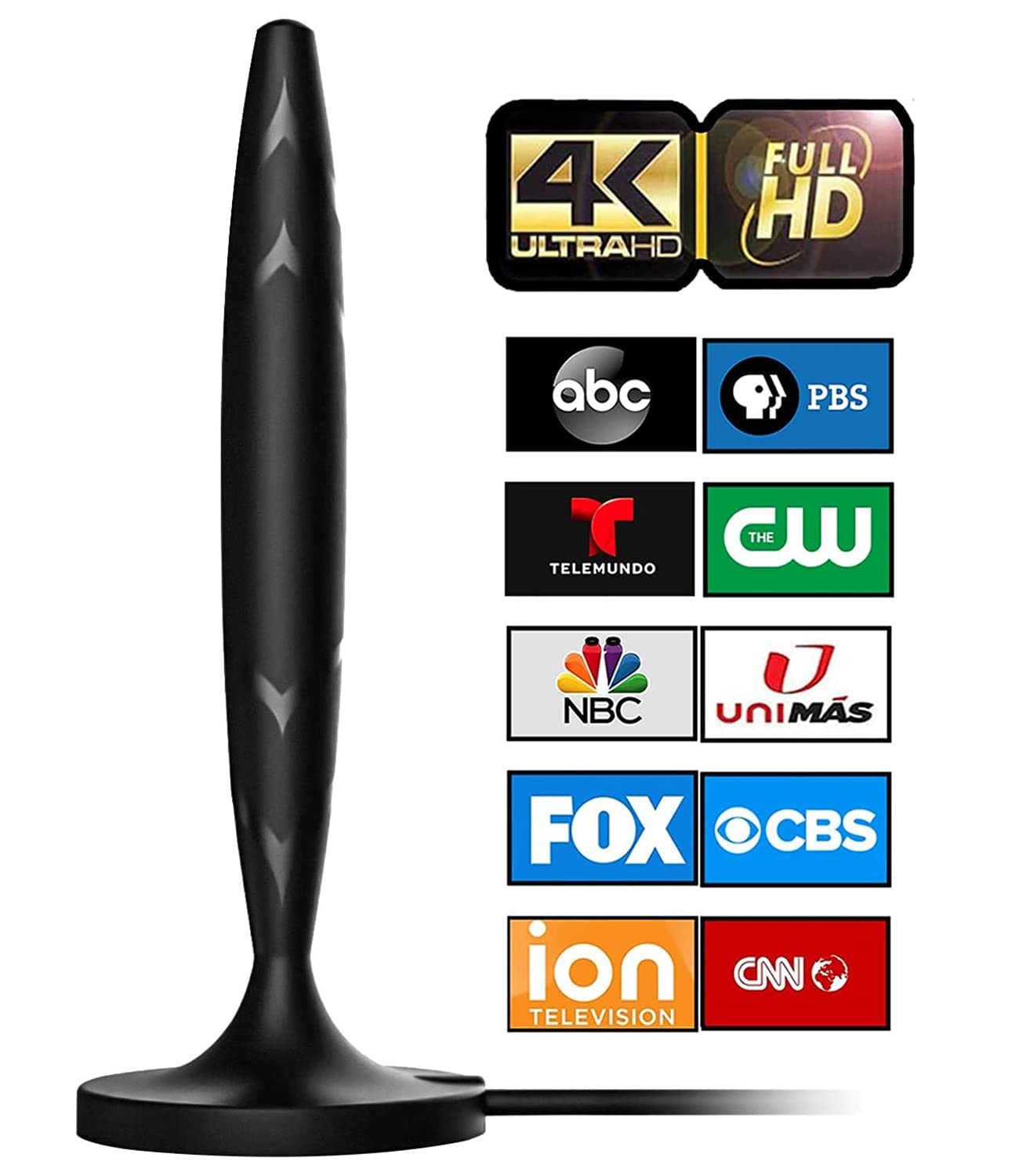 Amazon.com: Antena de TV - Antena HDTV compatible con 4K 1080P, antena  digital de rango de 130 millas para HDTV, antena de canales UHF VHF con  amplificador de señal - Cable coaxial