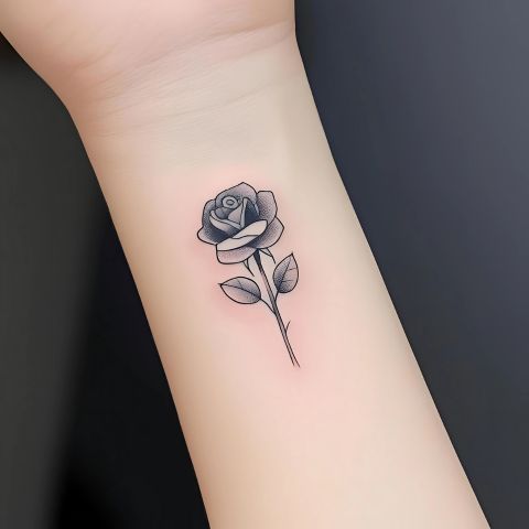 Black and Grey Rose Tattoo
