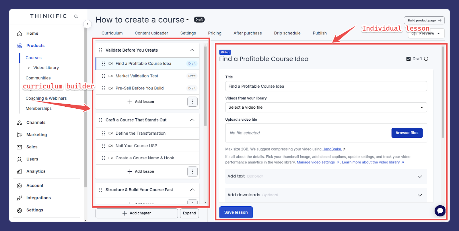 Thinkific online course builder