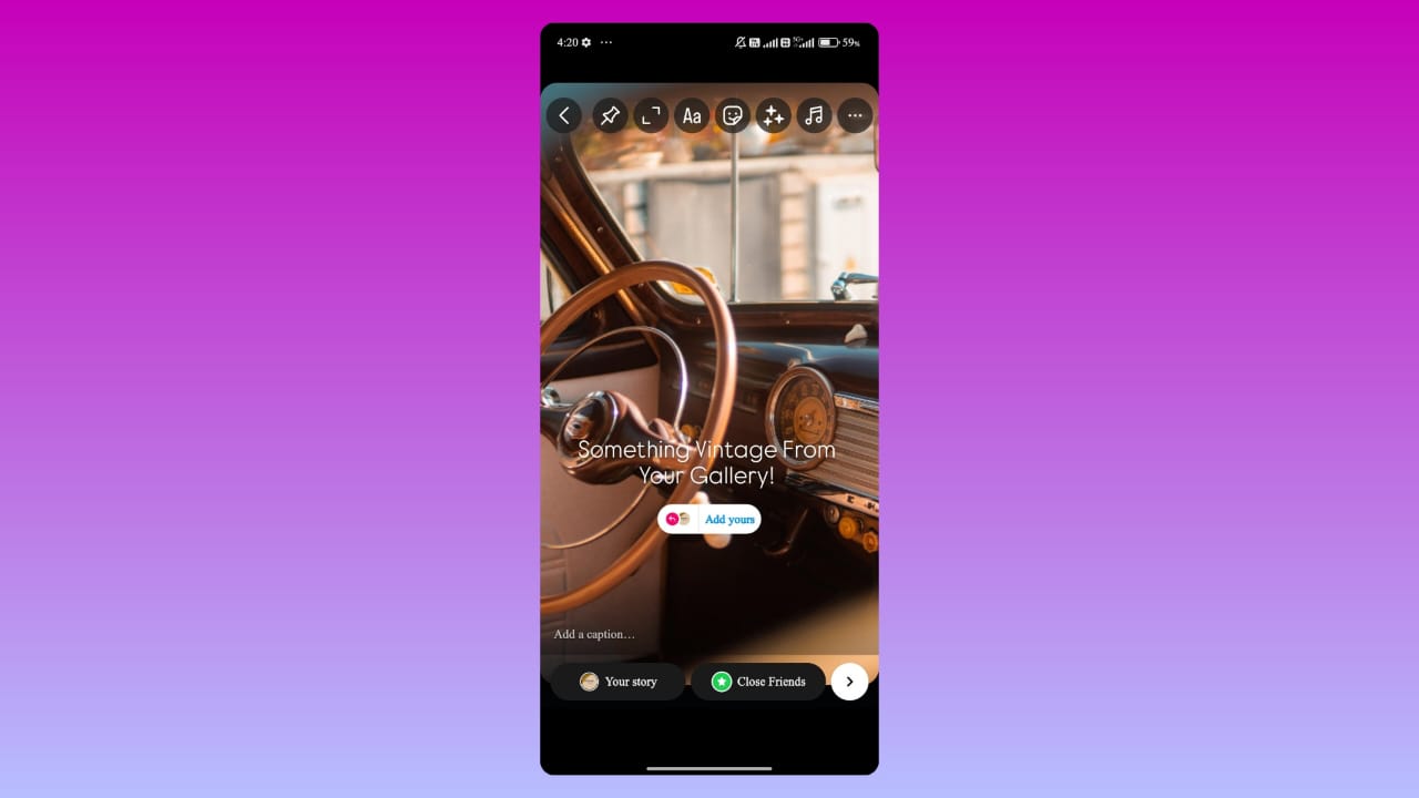 Instagram story idea of a "Add Yours" trend.