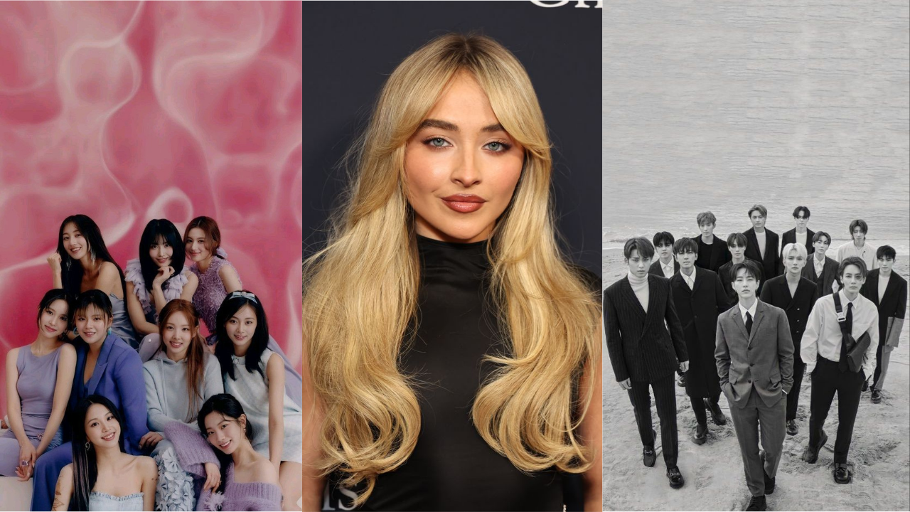 This contain an image of TWICE fans, Sabrina Carpenter and The K-pop powerhouse group