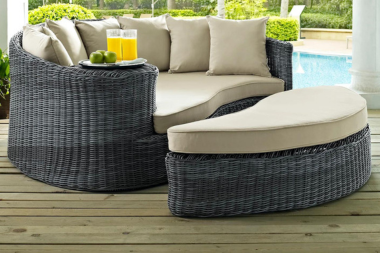 deck furniture ideas for comfort and style daybed with cushion next to pool custom built michigan