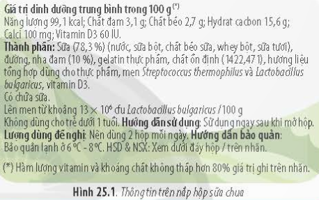 BÀI 25 - SINH TRƯỞNG VÀ SINH SẢN Ở VI SINH VẬTMỞ ĐẦUCâu 1: Hãy đọc những thông tin in trên phần nắp để tìm hiểu cách bảo quản và thành phần vi khuẩn có trong hộp sữa chua. Vào mùa hè, một số cửa hàng tạp hóa để các lốc sữa chua trên kệ ở nhiệt độ thường (khoảng 28 – 30oC). Một vài hộp sữa chua có hiện tượng phồng nắp lên. Hãy nhận xét cách bảo quản sữa chua của cửa hàng tạp hóa trên và giải thích vì sao nắp hộp sữa bị phồng lên.Giải nhanh:Cách bảo quản của cửa hàng tạp hóa là sai do theo thông tin trên nắp hộp, cần bảo quản sữa chua ở điều kiện lạnh với nhiệt độ 6oC – 8oC.Giải thích hiện tượng nắp hộp sữa chua bị phồng lên: Ở điều kiện từ 28 – 30oC, vi khuẩn lactic trong hộp sữa chua không bị ức chế nên tiếp tục hoạt động lên men tạo lactic acid, tạo ra bọt khí CO2 và nước. Khí CO2 sinh ra làm cho nắp hộp sữa chua bị phồng lên.I. KHÁI NIỆM SINH TRƯỞNG Ở VI SINH VẬTCâu 1: Dựa vào Hình 25.2, hãy nhận xét số lượng tế bào vi khuẩn E. coli sau mỗi lần phân chia. Từ đó hãy cho biết khái niệm sinh trưởng ở sinh vật.Giải nhanh:  - Số lượng tế bào vi khuẩn E. coli tăng gấp đôi sau mỗi lần phân chia.- Sinh trưởng ở sinh vật là sự gia tăng số lượng cá thể trong quần thể sinh vật.Câu 2: Vì sao nói sinh trưởng ở vi sinh vật là sinh trưởng của quần thể?Giải nhanh:Vì vi sinh vật có kích thước rất nhỏ nên khó nhận ra được sự gia tăng về kích thước, khối lượng nên ta cần xem xét trên phạm vi quần thể.Luyện tập: Hãy so sánh sự sinh trưởng của quần thể vi sinh vật với sự sinh trưởng của các sinh vật đa bào.Giải nhanh:Tiêu chíSinh trưởng củaquần thể vi sinh vậtSinh trưởng củasinh vật đa bàoGiống nhauĐều có bản chất là sự gia tăng số lượng tế bào nhờ quá trình phân bào.Khác nhauLà sự gia tăng số lượng tế bào của quần thể vi sinh vật.Là sự gia tăng kích thước và khối lượng của một cơ thể.II. SINH TRƯỞNG CỦA QUẦN THỂ VI SINH VẬTCâu 3: Đọc thông tin trên và quan sát hình 25.3, hãy trình bày đặc điểm các pha sinh trưởng của quần thể vi khuẩn trong nuôi cấy không liên tục.Giải nhanh: 1. Pha tiềm phát: Sự trao đổi chất và sinh trưởng của quần thể vi khuẩn trong môi trường nuôi cấy không liên tục.2. Pha lũy thừa: Sự sinh trưởng mạnh mẽ và tốc độ phân chia của vi khuẩn đạt tối đa nhờ vào nguồn dinh dưỡng dồi dào.3. Pha cân bằng: Vi khuẩn sinh ra với tốc độ bằng số lượng vi khuẩn chết do sự giảm dần của nguồn dinh dưỡng.4. Pha suy vong: Sự tăng dần số lượng vi khuẩn chết do cạn kiệt nguồn dinh dưỡng và tích lũy chất độc hại.Câu 4: Hãy vẽ và giải thích đường cong sinh trưởng trong nuôi cấy liên tục.Giải nhanh:Ở pha tiềm phát, đường cong sinh trường thể hiện số lượng tế bào lúc bắt đầu nuôi cấy, lúc này các tế bào vi sinh vật bắt đầu thích nghi với môi trường nên số lượng tế bào sống bằng tế bào chết đi.Ở pha lũy thừa, đường cong sinh trưởng tăng do mật độ bắt đầu tăng, và đạt cực đại tại cuối pha. Trong pha này, các tế bào đã thích nghi được với môi trường nên số lượng tế bào sinh ra nhiều hơn so với tế bào chết đi.Ở pha cân bằng, đường cong sinh trưởng hầu như thẳng do mật độ hầu như không thay đổi. Lúc này dinh dưỡng bắt đầu thiếu hụt dần nên số lượng tế bào sinh ra bằng số lượng tế bào chết.Ở pha suy vong, đường cong sinh trường giảm xuống do dinh dưỡng cạn kiệt đồng thời các chất độc hại cho sự sinh trưởng của quần thể được tích lũy nên số lượng tế bào chết đi lớn hơn số lượng tế bào sinh ra làm mật độ tế bào suy giảm.Luyện tập: Hãy so sánh sự sinh trưởng của quần thể vi khuẩn trong nuôi cấy liên tục và không liên tụcGiải nhanh:- Giống nhau: Quần thể vi khuẩn trong cả hai môi trường nuôi cấy liên tục và không liên tục trải qua ba giai đoạn: pha tiềm phát, pha lũy thừa và pha suy vong.- Khác nhau: Trong môi trường nuôi cấy không liên tục, khi dinh dưỡng cạn kiệt, quần thể vi khuẩn giảm dần (pha suy vong). Trái lại, trong môi trường nuôi cấy liên tục, do dinh dưỡng được cung cấp liên tục, quần thể vi khuẩn được duy trì và có thể tăng lên ở giai đoạn pha cân bằng, không gặp pha suy vong.III. MỘT SỐ HÌNH THỨC SINH SẢN Ở SINH VẬTCâu 5: Đọc thông tin trong mục III và quan sát Hình 25.4, 25.5, hãy phân biệt các hình thức sinh sản của vi sinh vật nhân sơ và vi sinh vật nhân thực.Giải nhanh:* Hình thức nhân đôi:  - Có ở cả sinh vật nhân sơ và nhân thực.  - Phân tử DNA của tế bào mẹ nhân đôi, kéo dài và tách thành hai phần bằng nhau để tạo ra hai cơ thể con.* Hình thức bào tử vô tính:  - Có ở cả sinh vật nhân sơ và nhân thực.  - Bào tử nảy mầm khi có điều kiện thuận lợi, tạo thành cơ thể mới.  - Ở sinh vật nhân sơ: ADN nhân đôi nhiều lần, tạo thành dãy bào tử, mỗi bào tử chứa một bản sao ADN.  - Ở sinh vật nhân thực: Tế bào nguyên phân nhiều lần để tạo ra các bào tử độc lập.* Hình thức nảy chồi:  - Chỉ có ở sinh vật nhân thực.  - Bộ nhiễm sắc thể của tế bào mẹ nhân đôi và tạo thành hai nhân.  - Tế bào mẹ mọc thành u lồi, một nhân, và tế bào chất di chuyển vào u lồi để tạo thành chồi.  - Chồi có thể dính liền với cơ thể mẹ để tạo thành tập đoàn hoặc tách ra để tạo thành cơ thể mới.* Hình thức bào tứ hữu tính:  - Chỉ có ở sinh vật nhân thực.  - Giảm phân để tạo ra giao tử khác giới, sau đó kết hợp hai loại giao tử để tạo ra cơ thể mới.Câu 6: Quan sát hình 25.5c, hãy cho biết trong vòng đời của nấm sợi tồn tại những hình thức sinh sản nào.Giải nhanh:- Sinh sản hữu tính và sinh sản vô tính.  BÀI 25 - SINH TRƯỞNG VÀ SINH SẢN Ở VI SINH VẬT