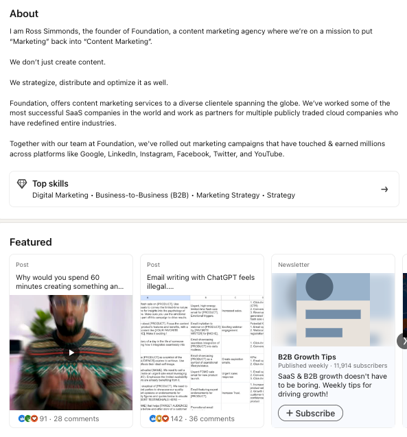 linkedin profile example 