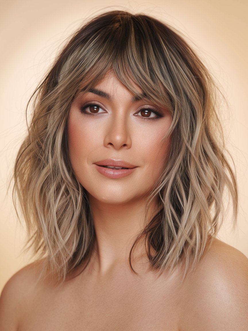 18. Medium-Length Wavy Cut With Fringe