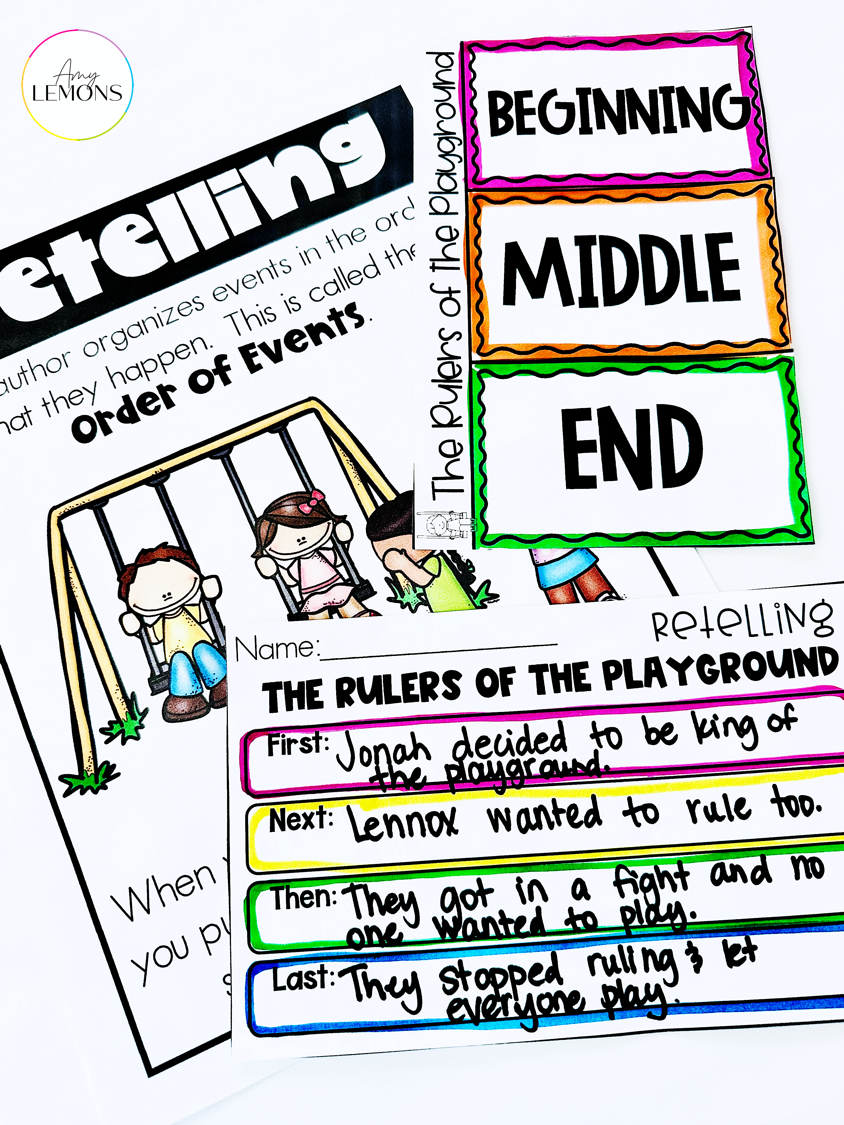 Story retell activity for the back to school books Rulers of the Playground