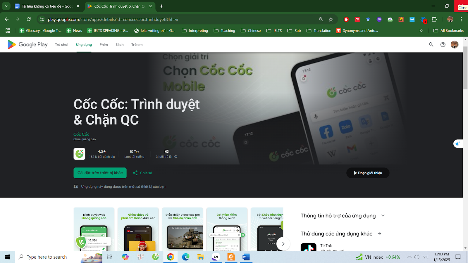 Tải xuống Cốc Cốc từ Cửa hàng Google Play