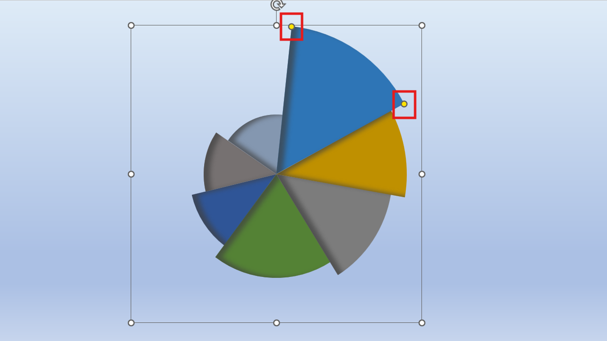 Handles of your pie shape to adjust each section.