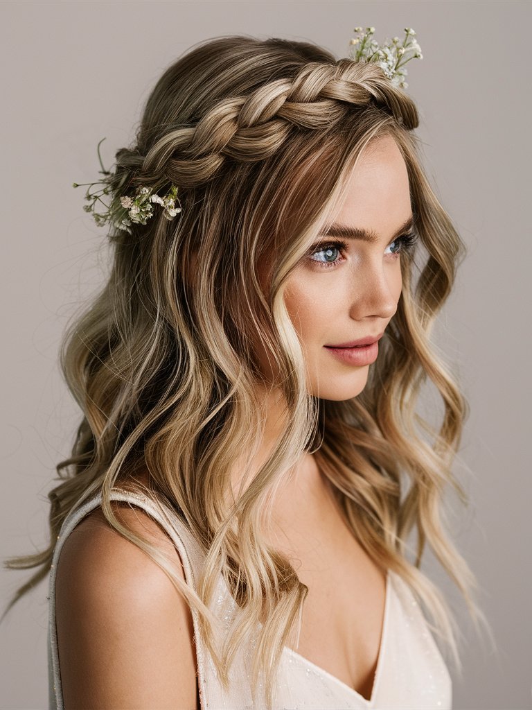 1. Loose Half-Crown Braid