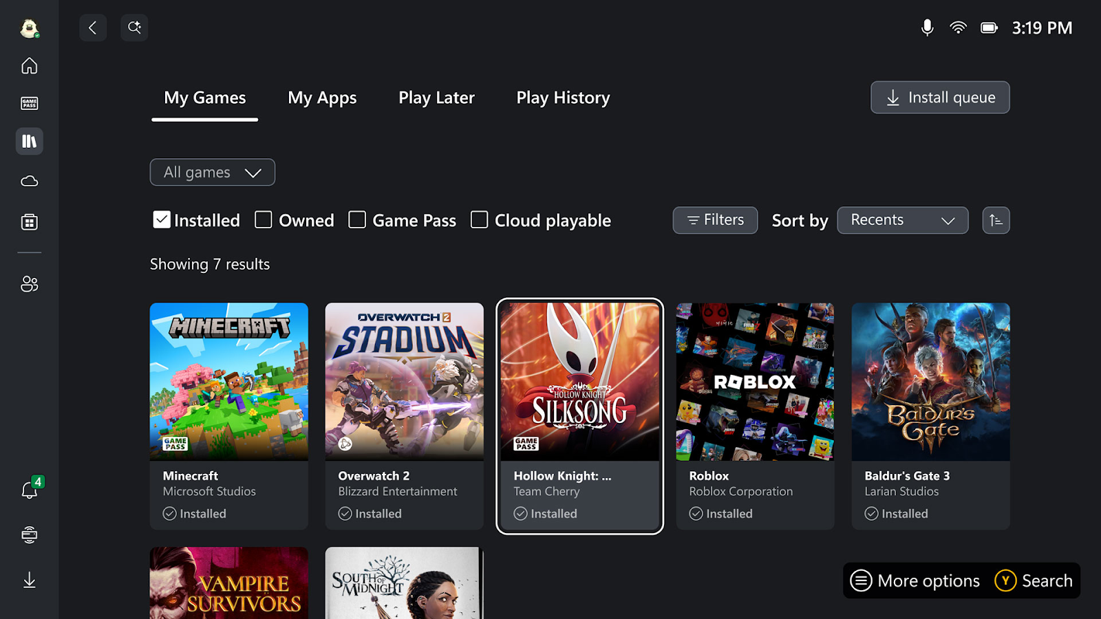 Xbox Game Library.