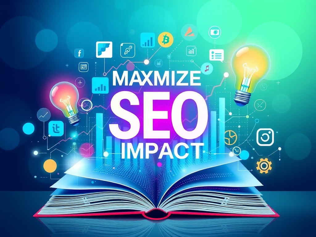 Flowchart representing the process of implementing SEO strategies, including conducting an SEO audit, optimizing meta tags and content, building quality backlinks, and engaging through social media. Also represents the continuous learning and adaptation required in SEO with symbols of webinars, books, and analytics tools, emphasizing the importance of staying updated with evolving trends and measuring performance for ongoing improvement.