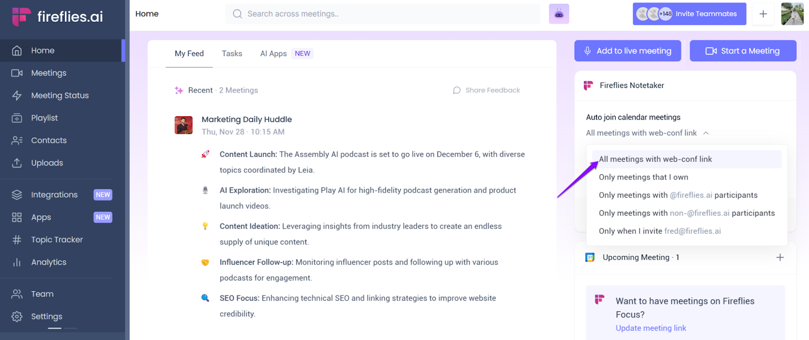 How to take meeting notes in Microsoft Teams using Fireflies