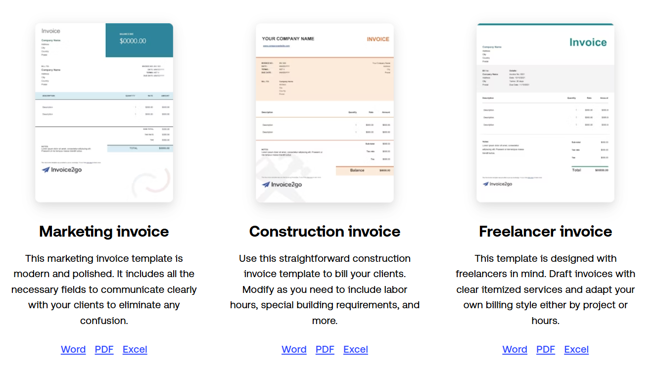 Invoice2go Invoice Template