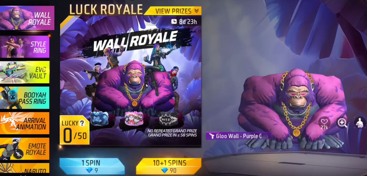 Free Fire MAX Wall Royale Event: Get Exclusive Legendary Gloo Wall Skins & More!