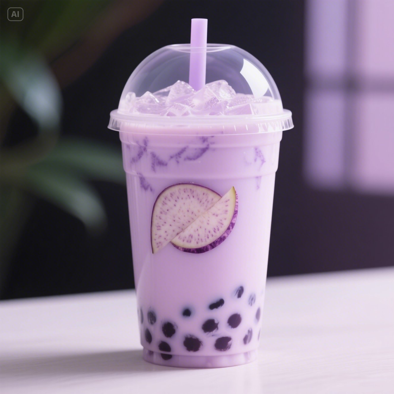 Taro bubble tea made with taro powder