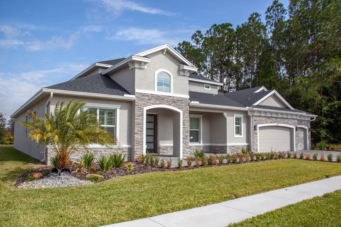 view of a modern family house in the suburbs