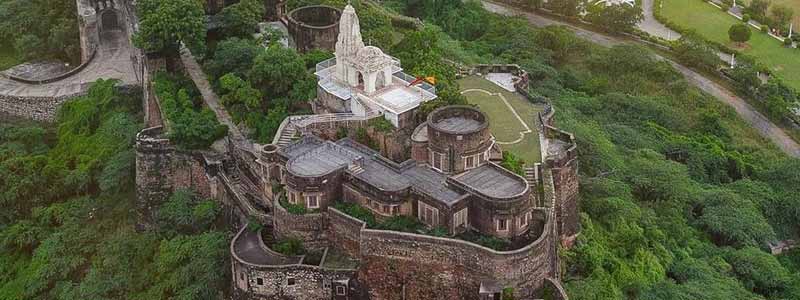 Moti Dungri Fort, a beautiful hilltop fort in Jaipur, offering a panoramic view of the city..