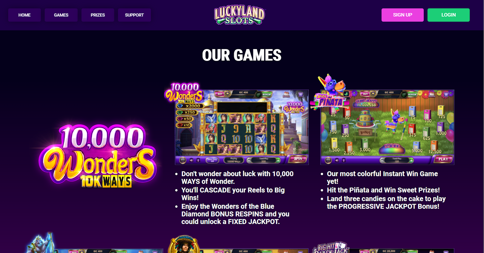 LuckyLand Slots Homepage