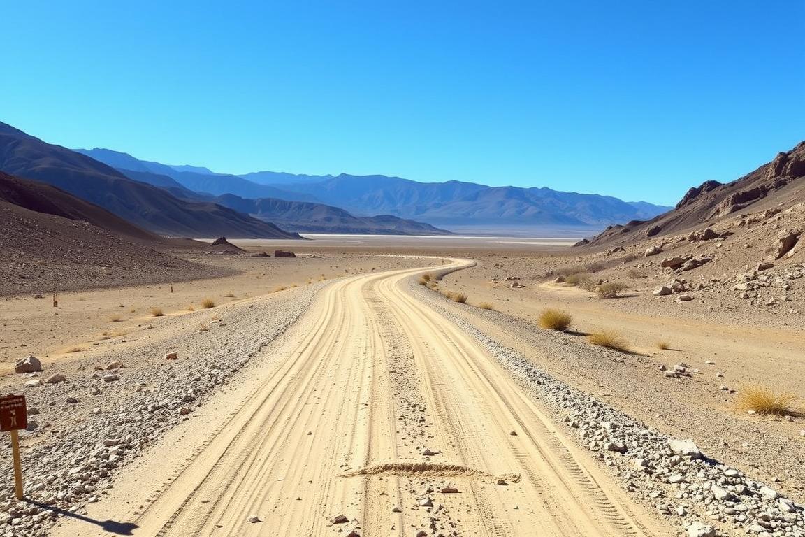 The rough road leading to Racetrack Playa in Death Valley