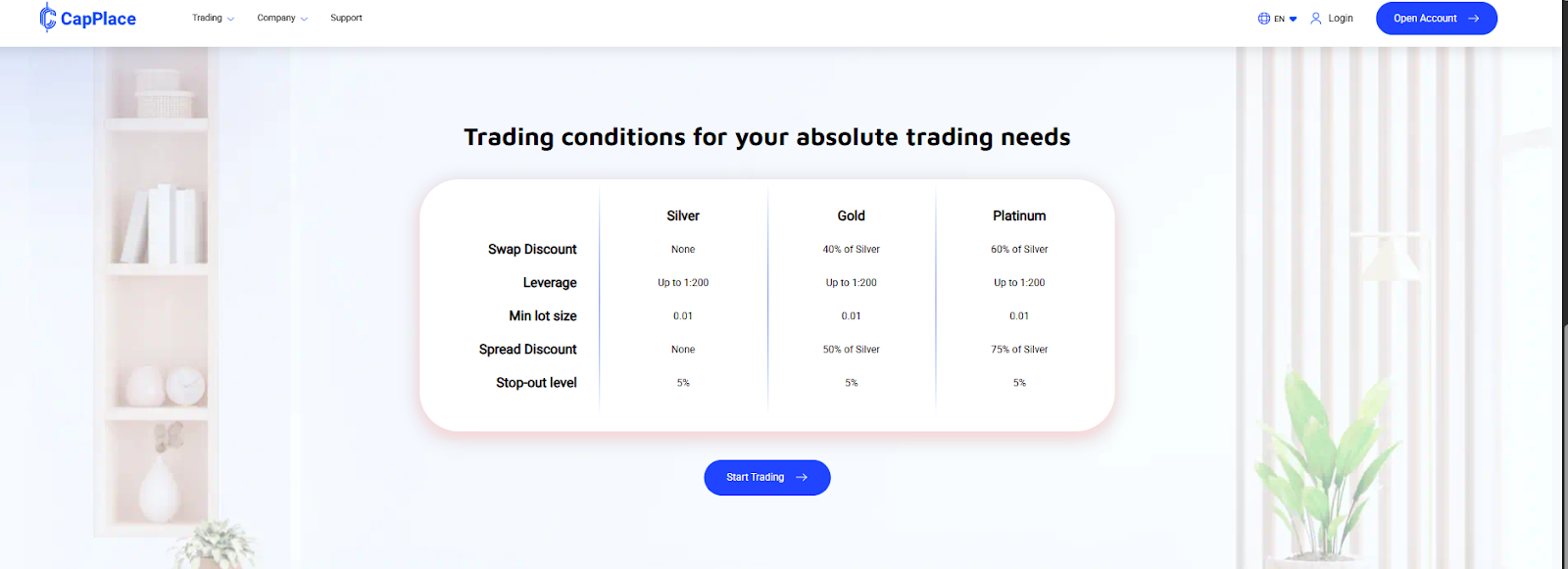Capplace Account Types