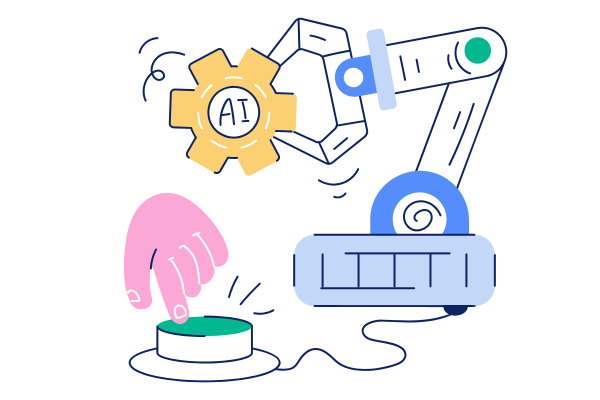 Artificial intelligence privacy concerns while pushing a button on a machine