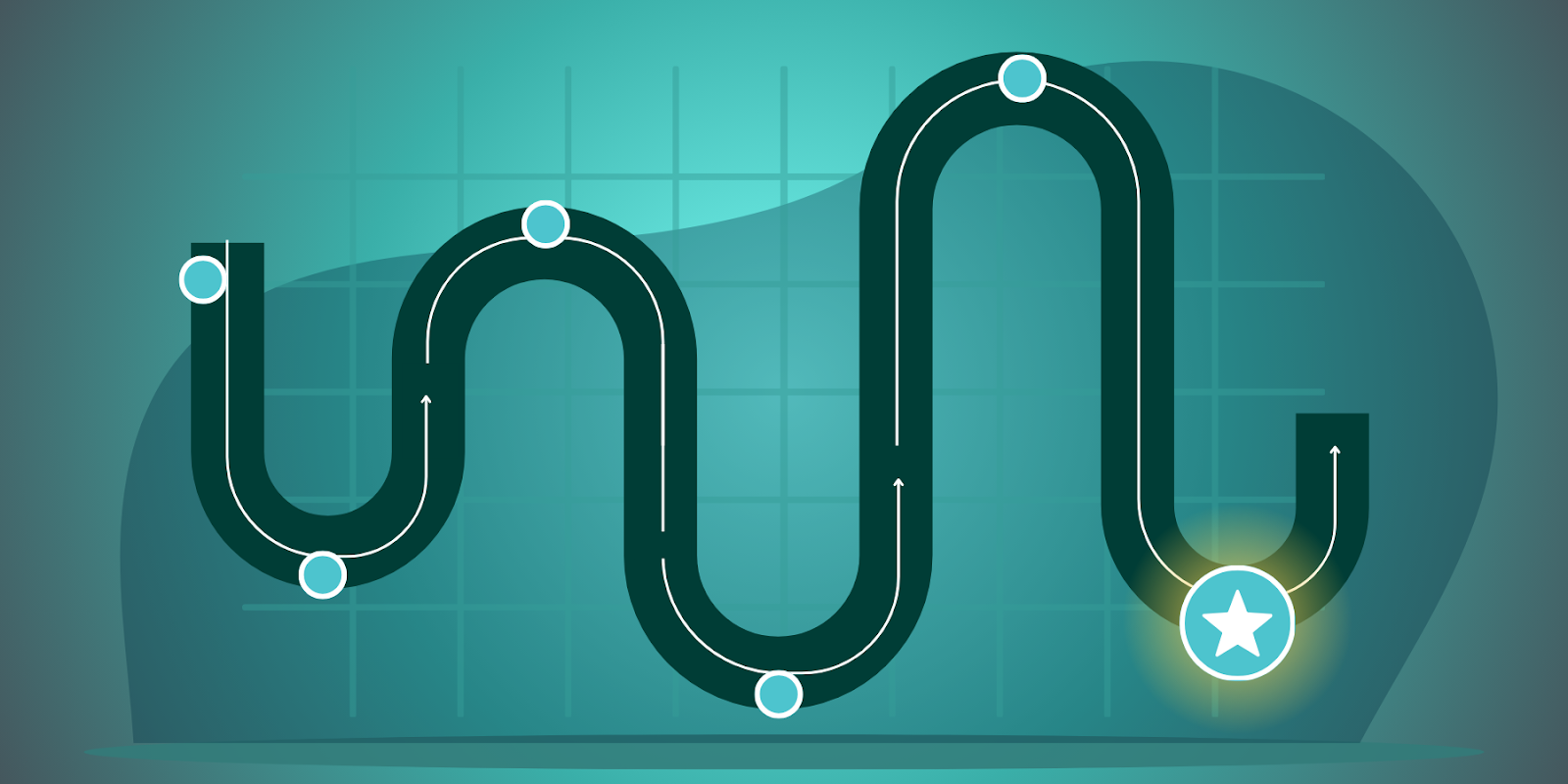 Illustration of a customer journey with multiple interactions, emphasizing the last-touch attribution model by highlighting the final interaction before conversion.