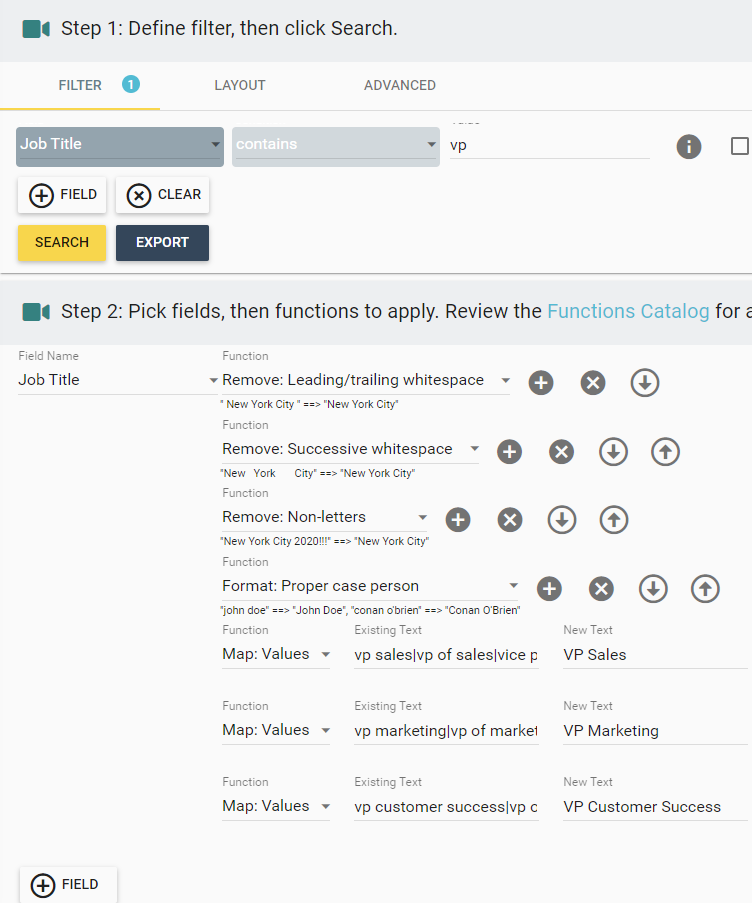 standardize job titles with Insycle