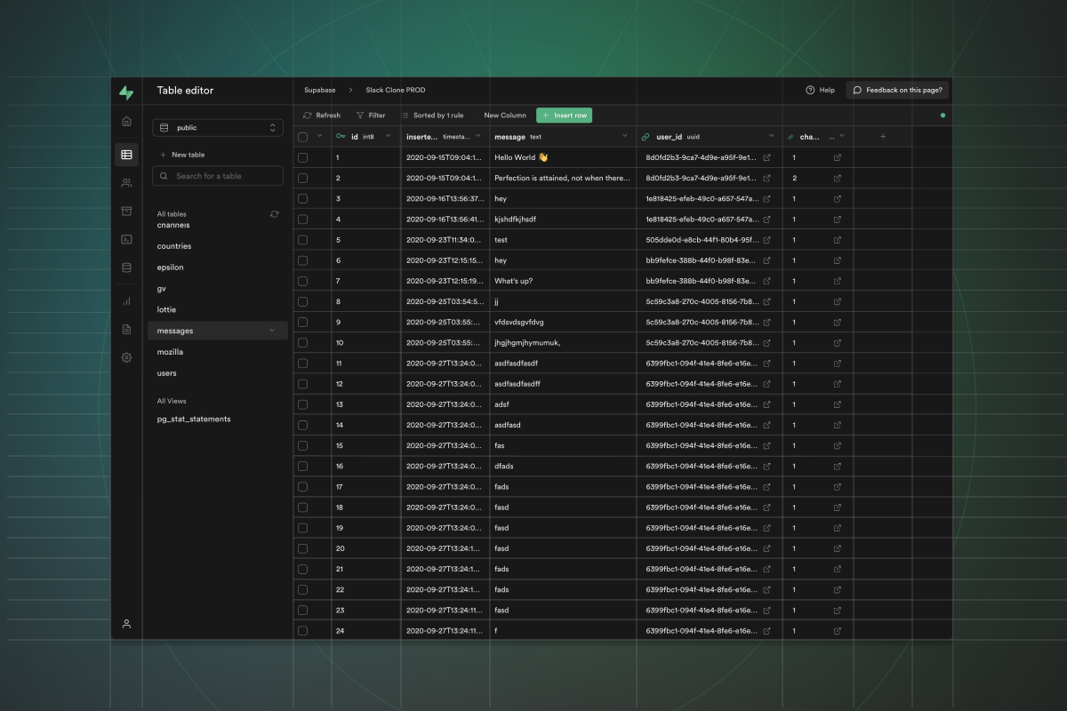 Supabase Interface