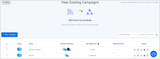 view existing campaigns