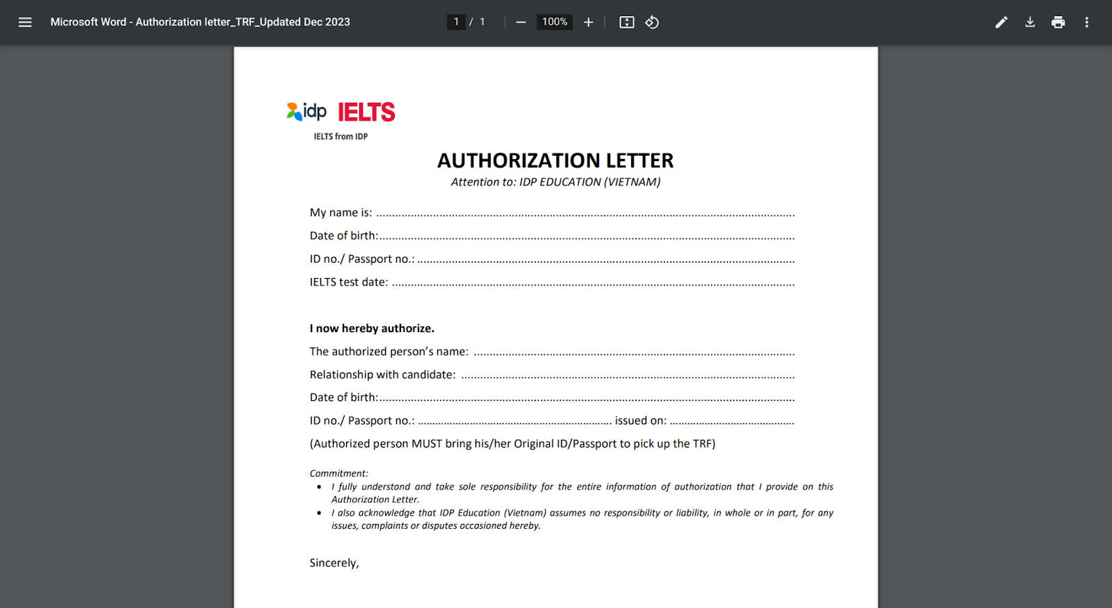 uỷ quyền nhận hộ bảng điểm ielts