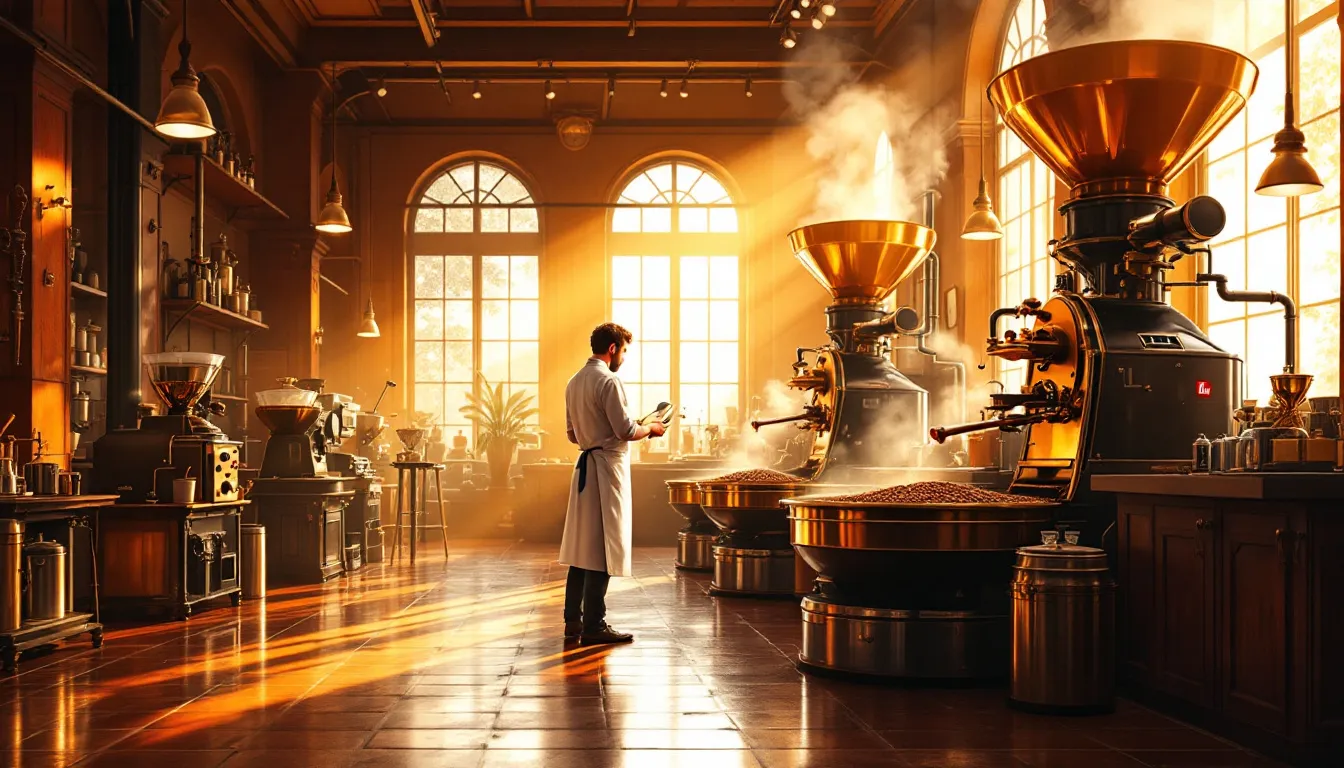 An illustration of the meticulous roasting process at Illy, emphasizing high quality coffee.