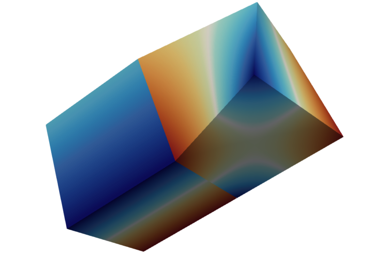 Rendering a pair of linear shape hexahedra with discontinuous function values