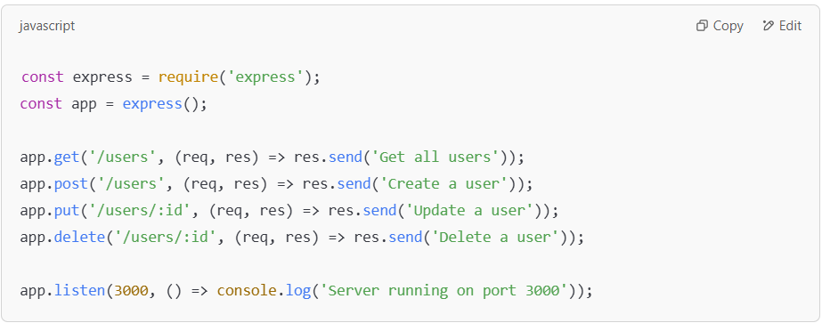 Express.js CRUD API routes for user management.