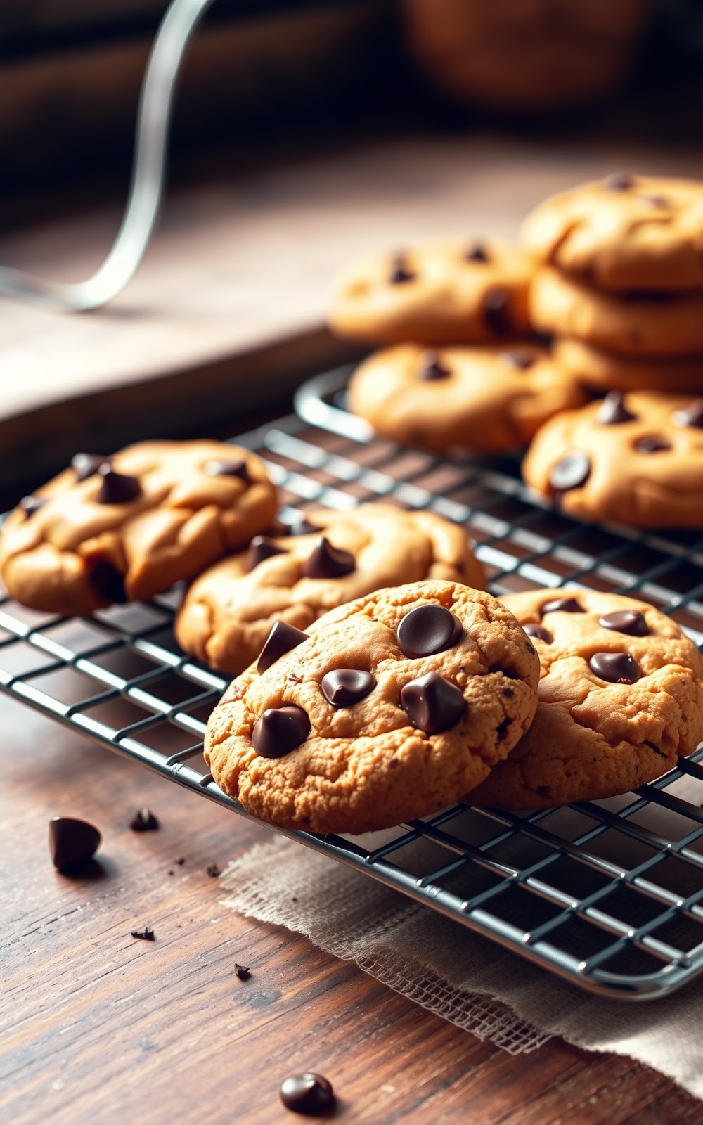 Classic Chocolate Chip Cookies On Cooling Rack