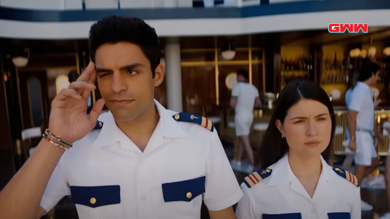 Sean Teale and Phillipa Soo from Doctor Odyssey, preparing for their next task onboard