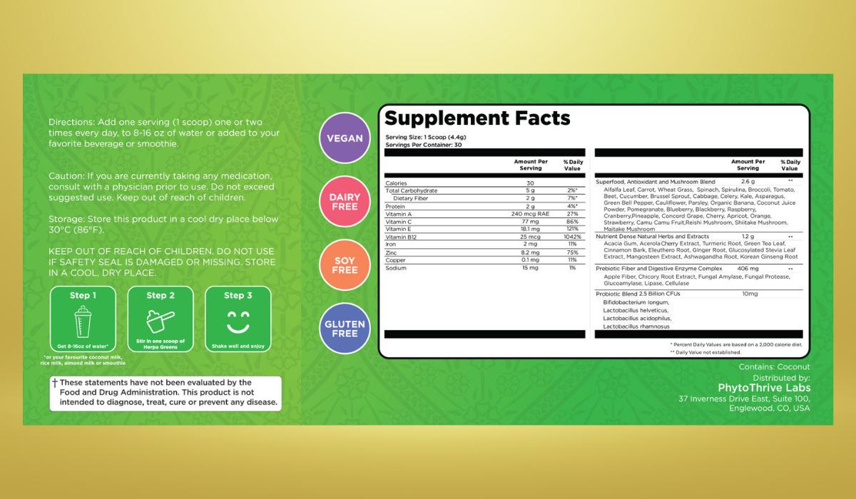 Tonic Greens Supplement Facts