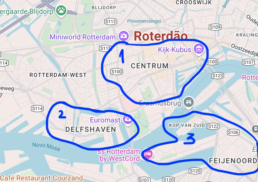 imagem do mapa dos bairros para auxiliar onde se hospedar em Rotterdam